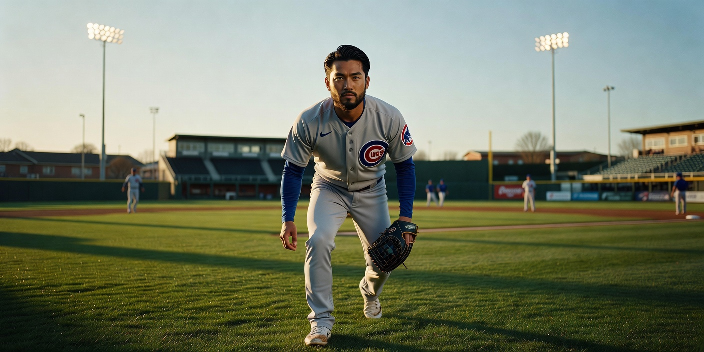 Seiya Suzuki, outfielder for the Chicago Cubs, pictured during spring training as he recovers from a knee injury.